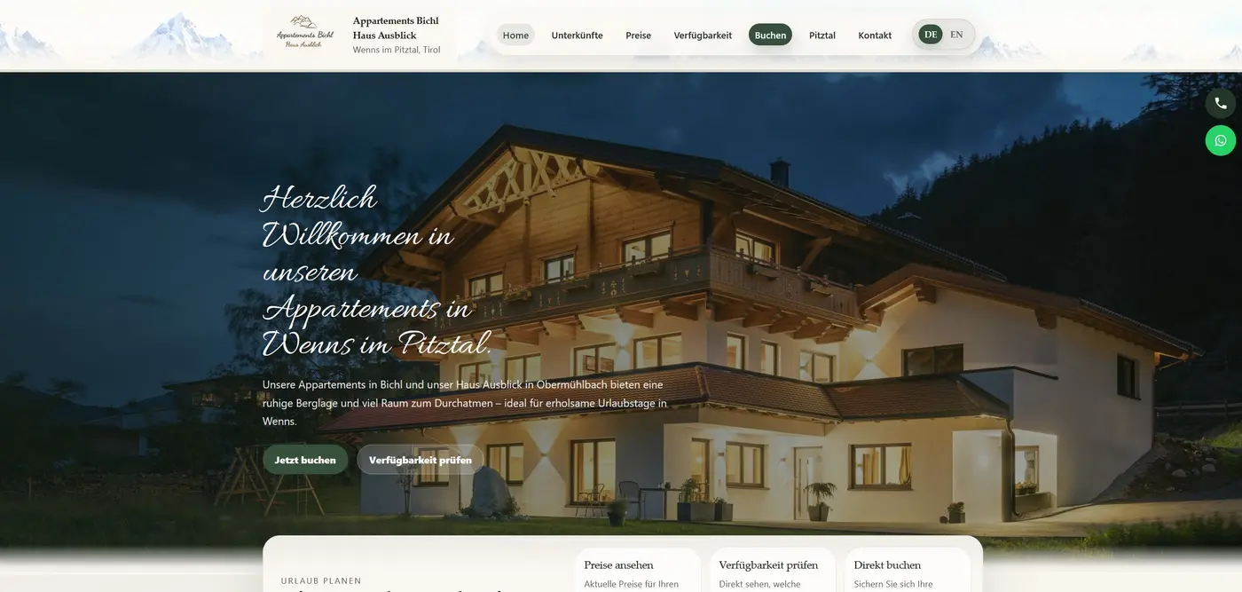 Website Appartements Bichl