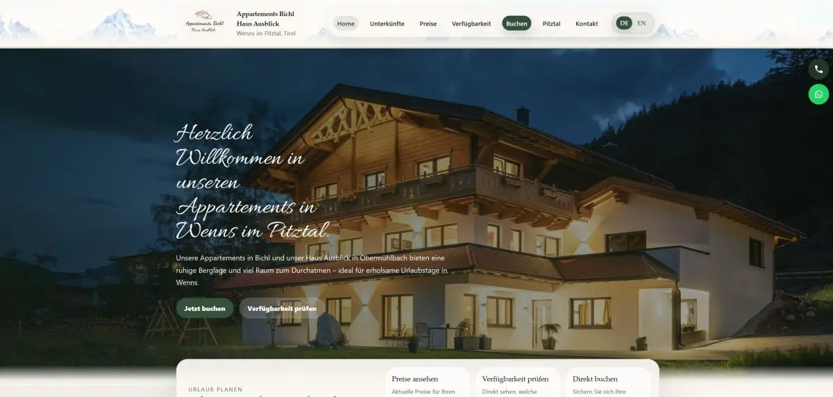 Website Appartements Bichl