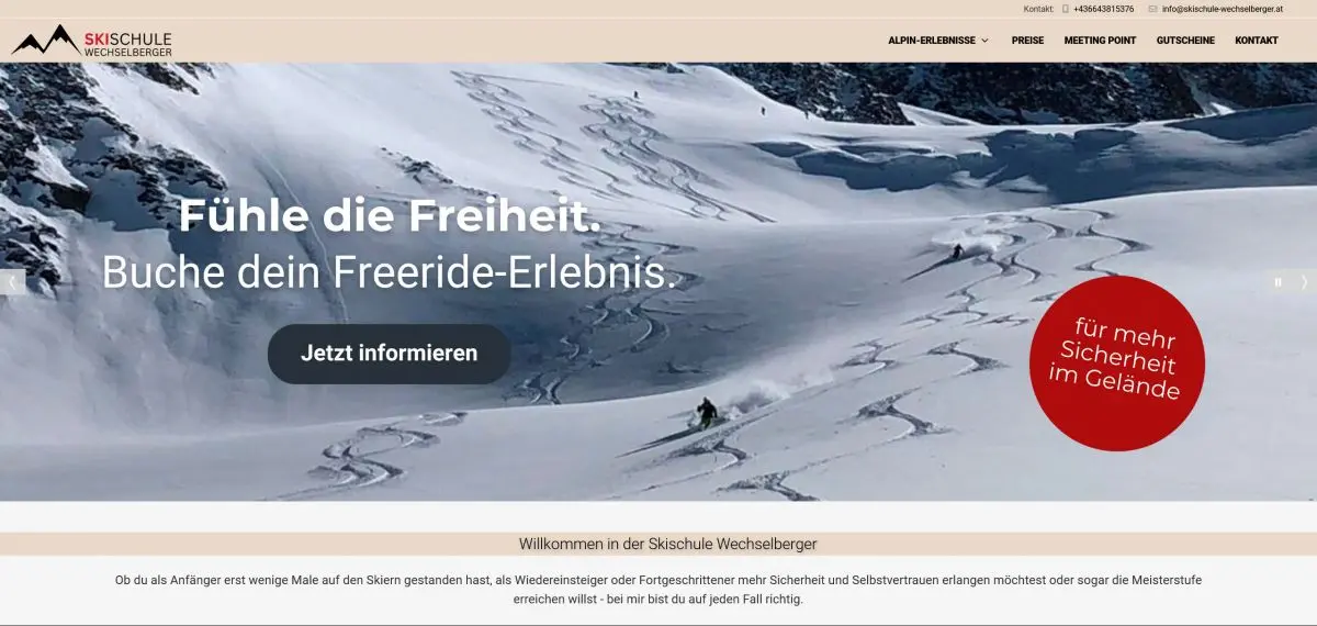 Website Skischule Wechselberger