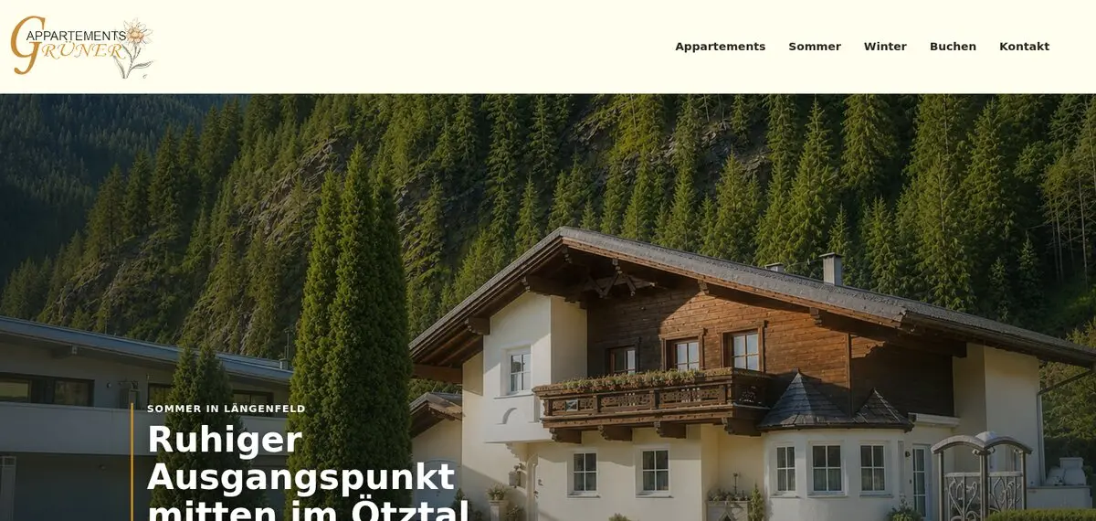 Website Appartements Grüner