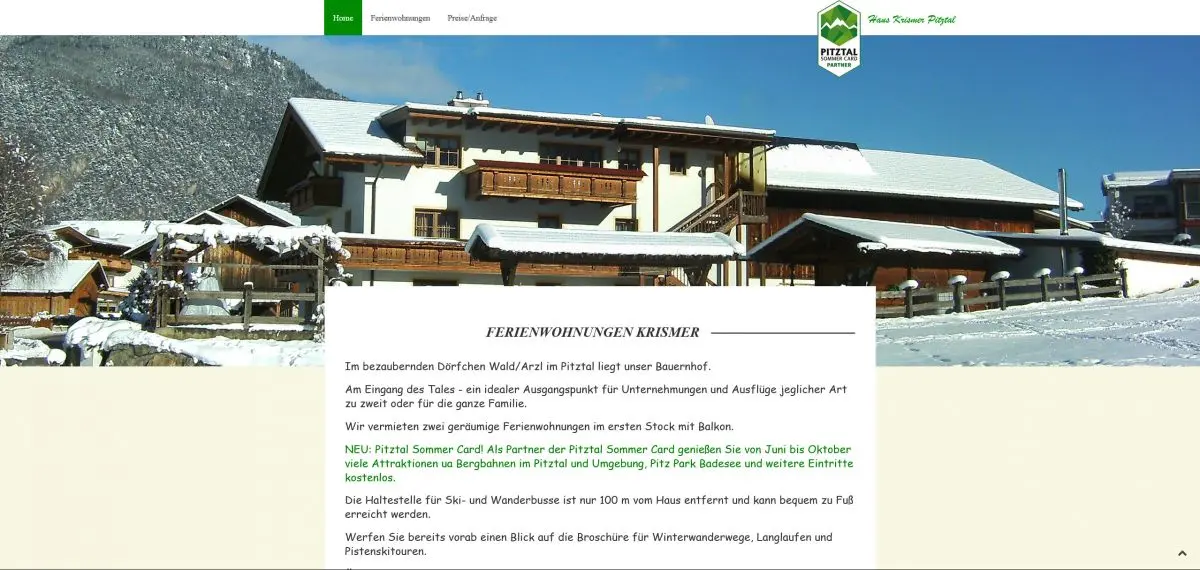 Website Haus Krismer Pitztal