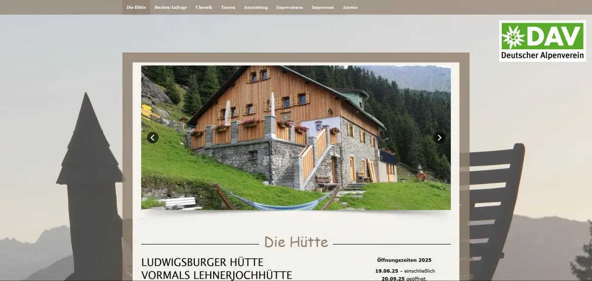 Website Ludwigsburger Hütte