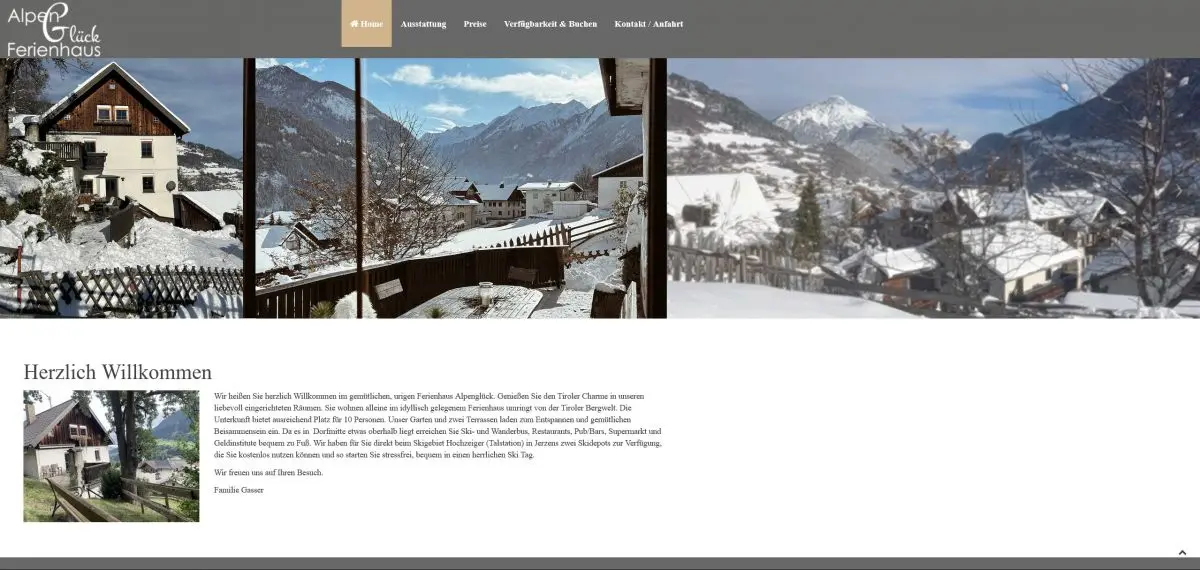 Website Pitztaler Ferienhaus