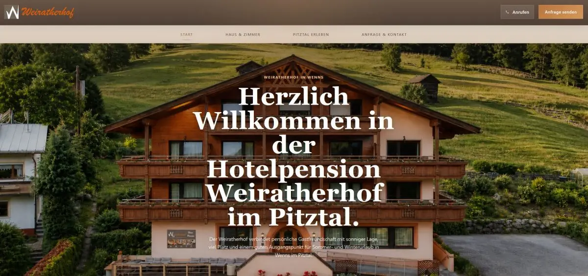 Website Weiratherhof Pitztal