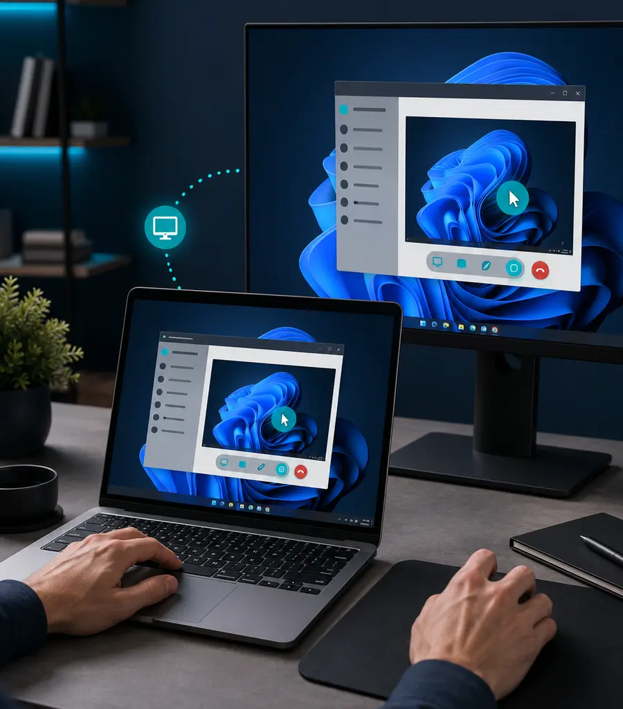 Sichere Fernwartung zwischen Laptop und Arbeitsplatz-PC